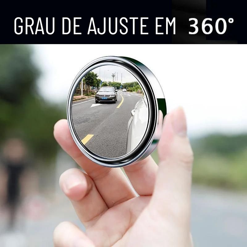 Espelho Auxiliar de Ponto Cego Ajustável Para Carro 360 Graus - 2 Peças
