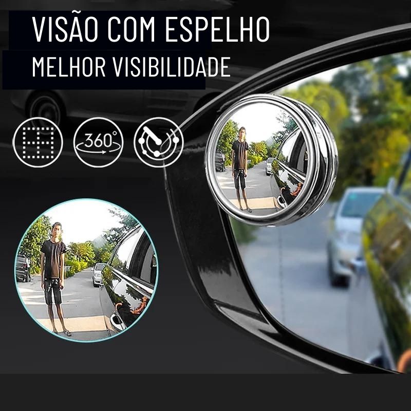 Espelho Auxiliar de Ponto Cego Ajustável Para Carro 360 Graus - 2 Peças