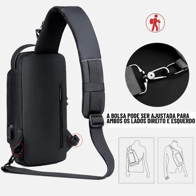 Bolsa Transversal Anti-Furto com Carregamento USB