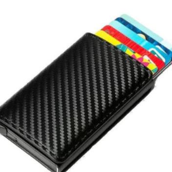 Carteira Masculina em Fibra De Carbono com Slot para Cartões -ANTI FURTO-